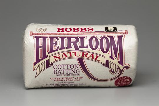 Batting Hobbs Heirloom Natural Cotton w/ Scrim 96" wide - sold in inches