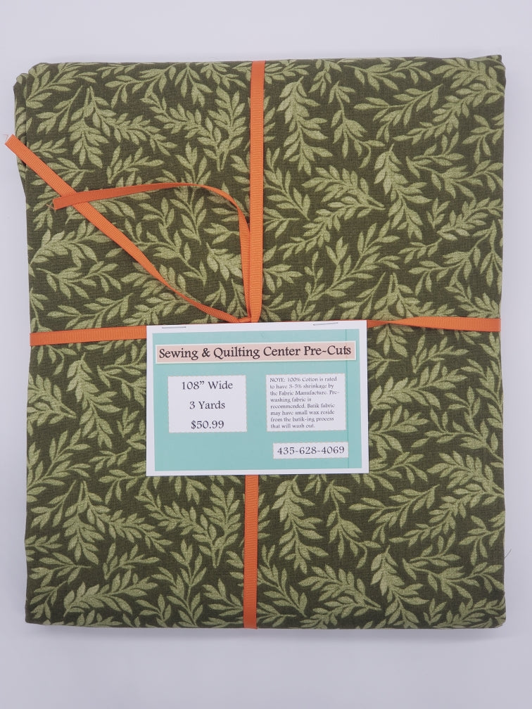 108" Pre-Cut Dark Green Leaf 3 yards
