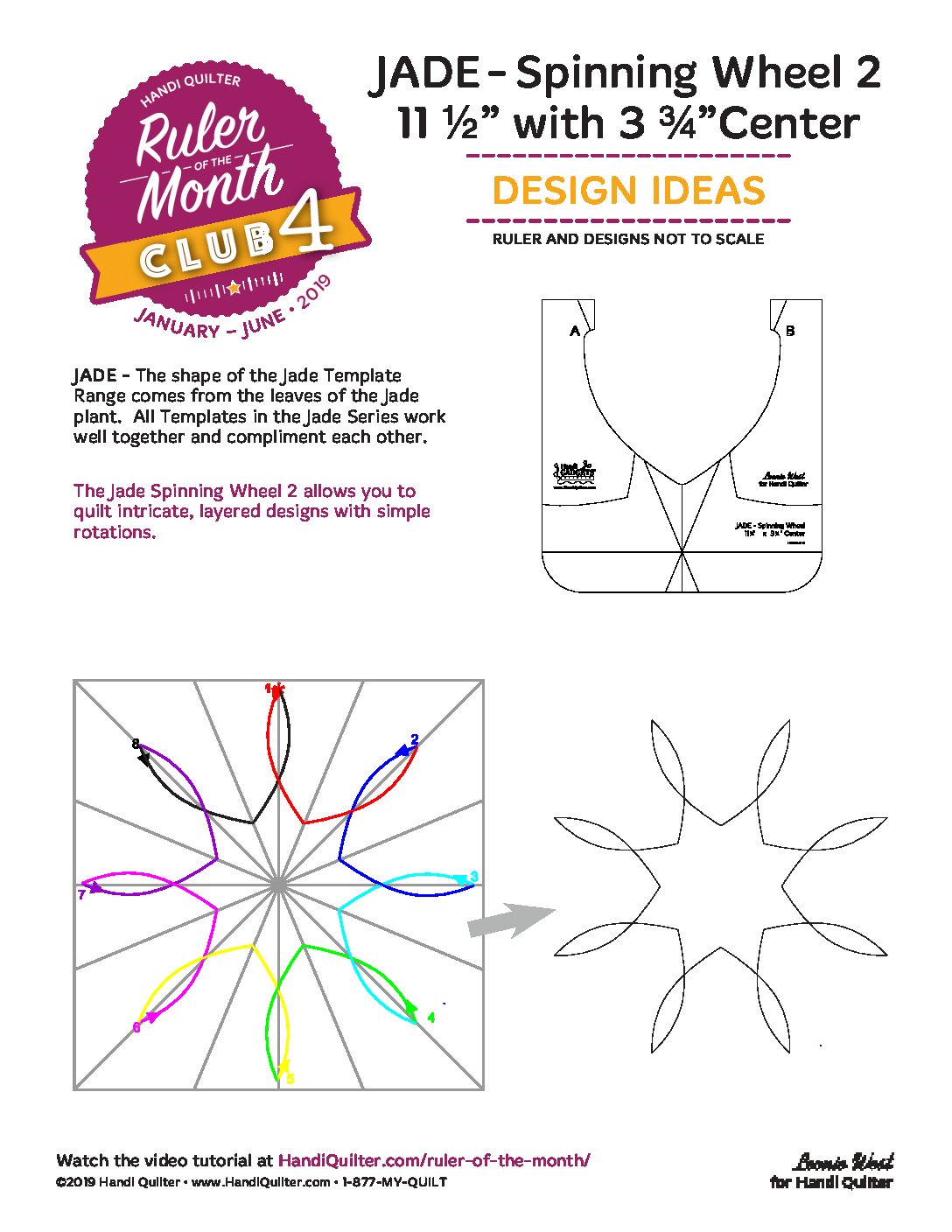 HQ Jade Spinning Wheel 2 Ruler 11.5" x 3.75"