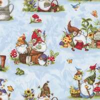 Gnome & Garden by Wilimington Prints - Sold By The 1/4