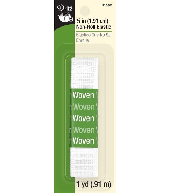Dritz 3/4'' Non-Roll Elastic, White, 1 yd
