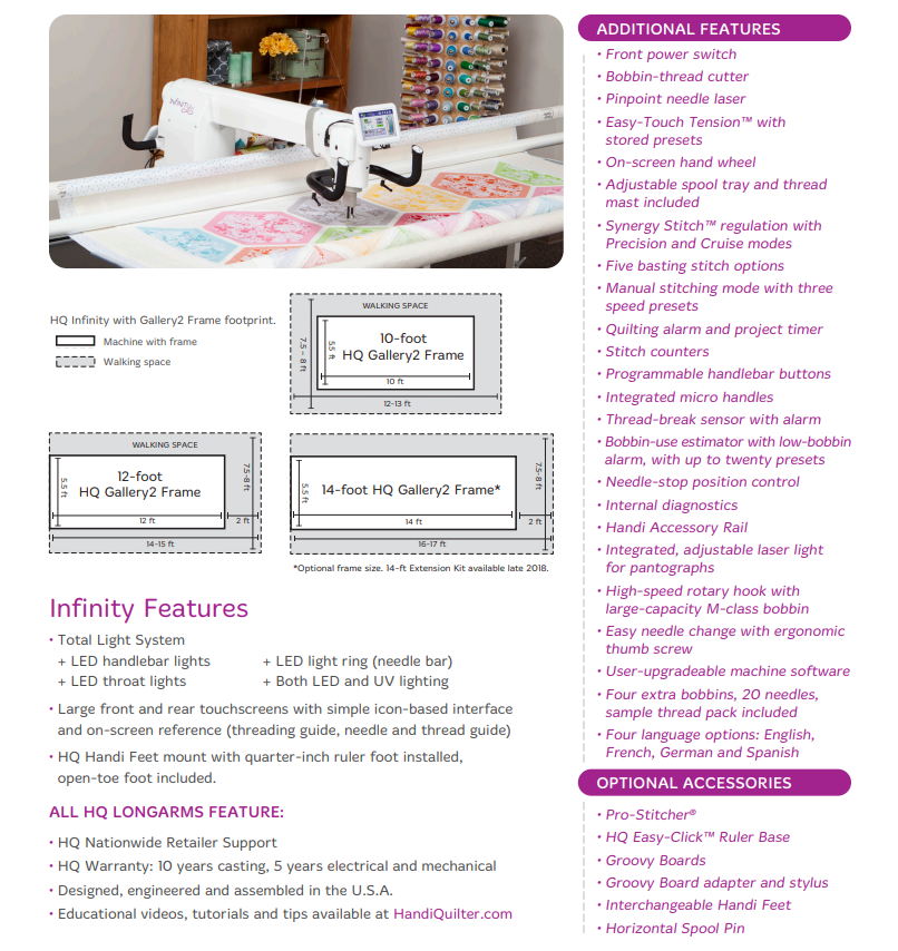 Handi Quilter 26 inch Infinity Long arm Quilting Machine