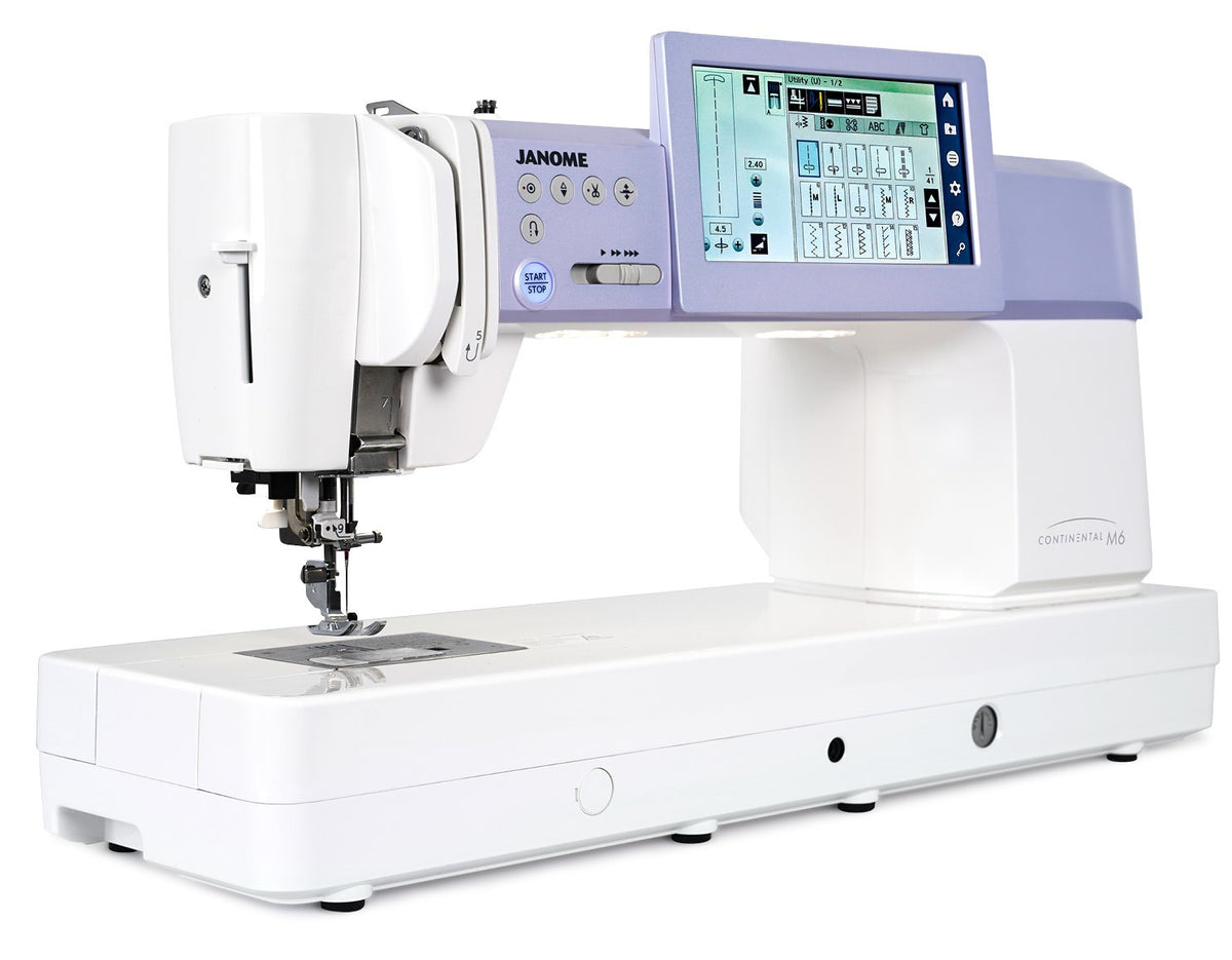 Janome Continental M6 sewing machine, angled view