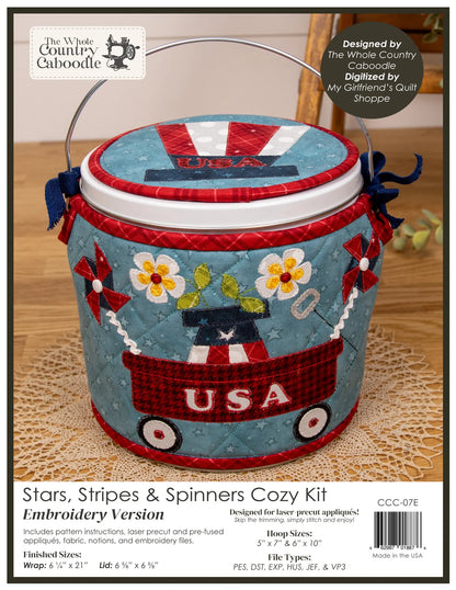 Stars, Stripes & Spinners Cozy Kit Embroidery - The Whole Country Caboodle