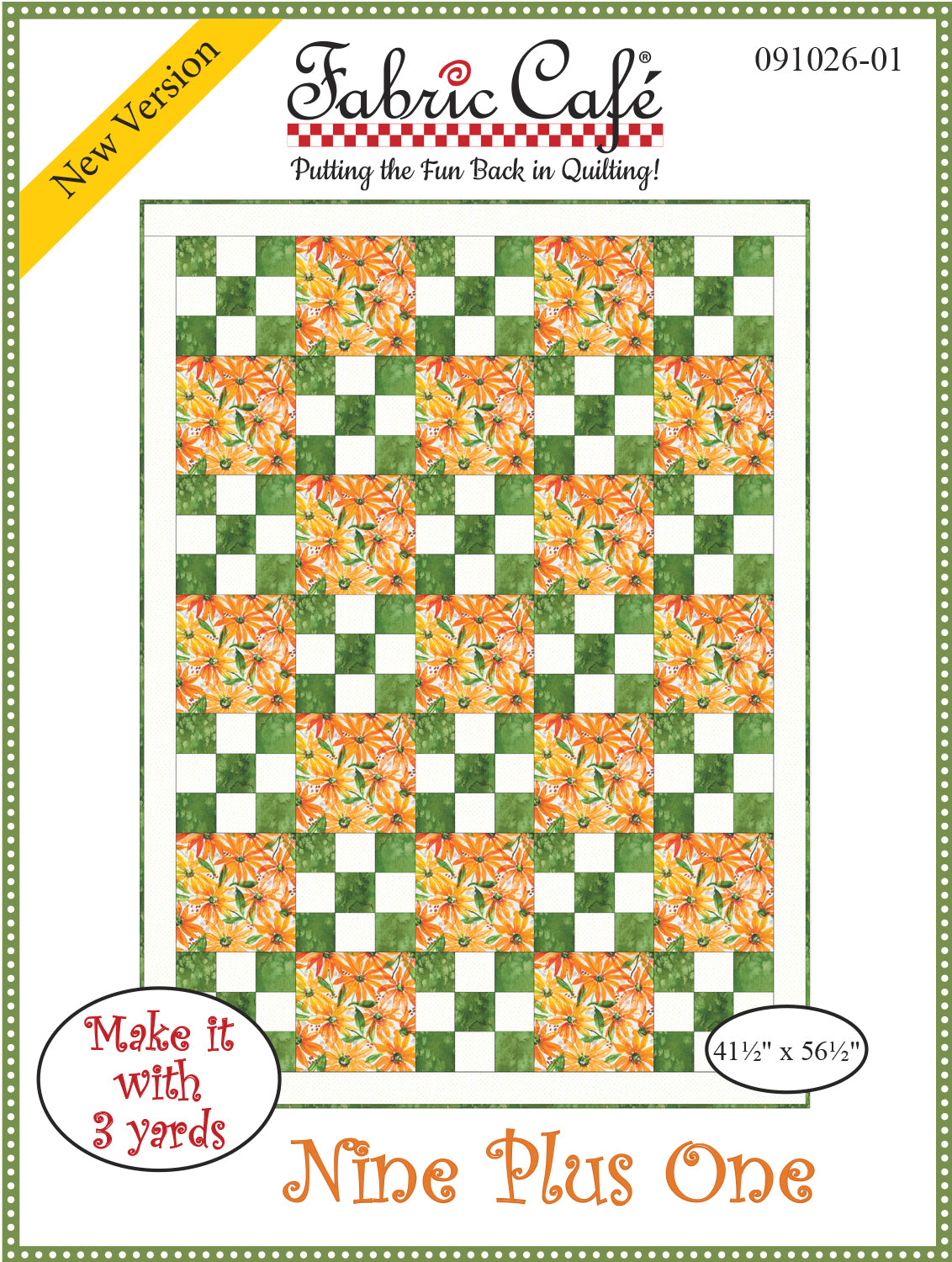 Fabric Cafe Nine Plus One 3-Yard Quilt Pattern