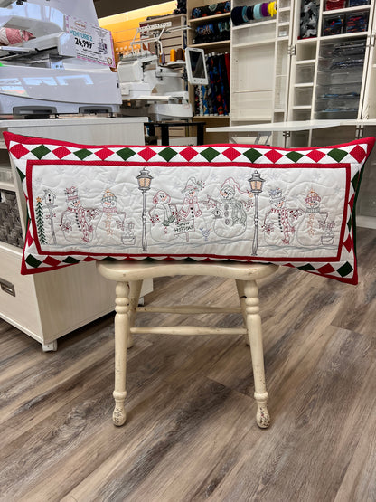 Christmas in July snowman bench pillow - Julie Blake.