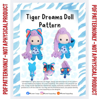 Tiger Dreams Crochet Doll Pattern