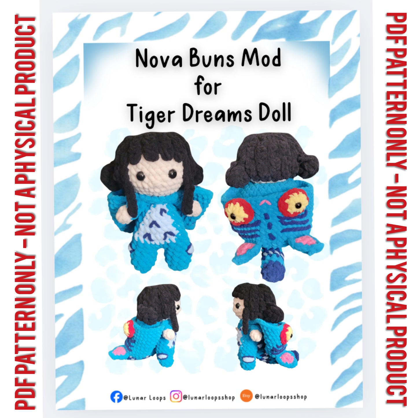 Tiger Dreams Crochet Doll Nova Buns Wig Mod Pattern