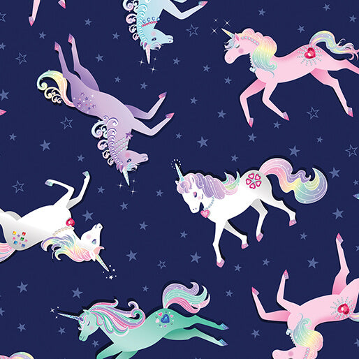 Magical Unicorns Navy - Fairytale Dreams