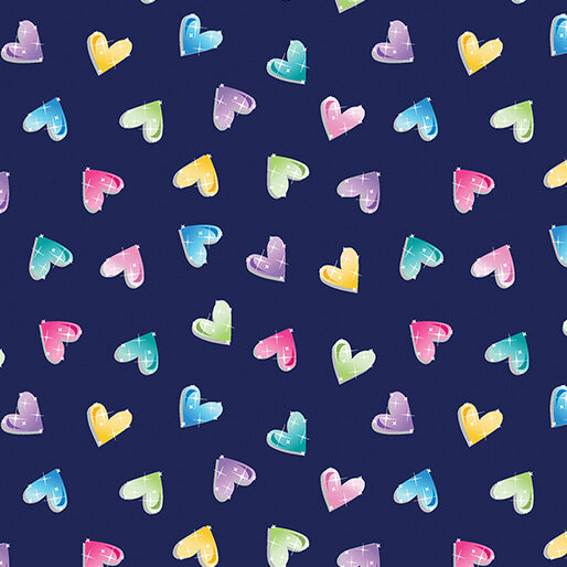 Bejeweled Hearts Navy - Fairytale Dreams