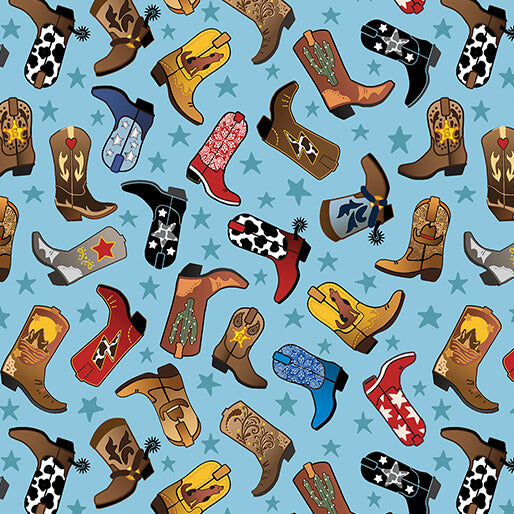 Lil' Western Boots Blue - Benartex Lil' Buckaroos Collection