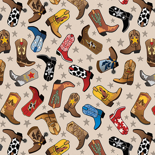 Lil' Western Boots Tan - Benartex Lil' Buckaroos Collection