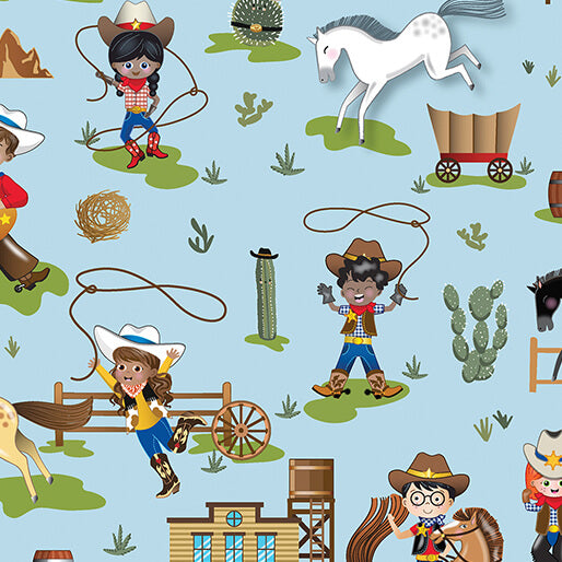 Lil' Rodeo Blue - Benartex Lil' Buckaroos Collection