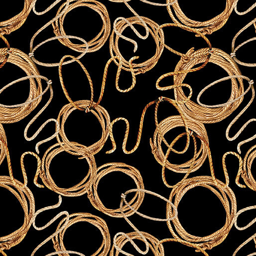 Gone Country Lasso Allover Black - Benartex Designer Fabrics