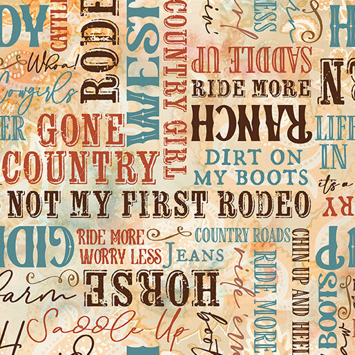 Gone Country Words Multi - Benartex Designer Fabrics