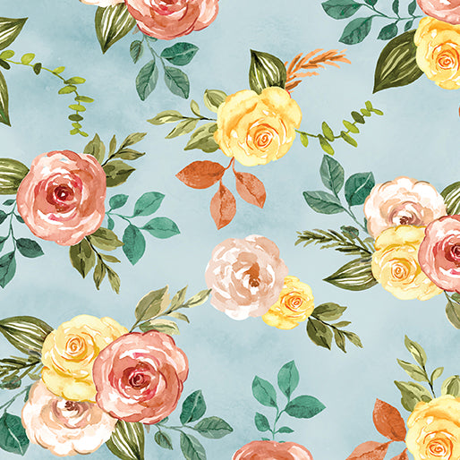 Gone Country Floral Light Blue - Benartex Designer Fabrics