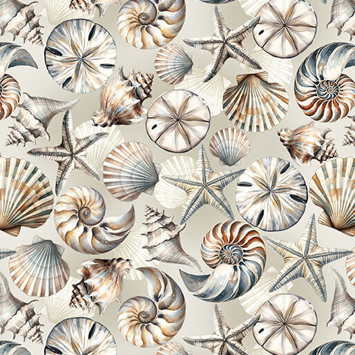 Coastal Shells Neutral - Benartex Fabric Gallery