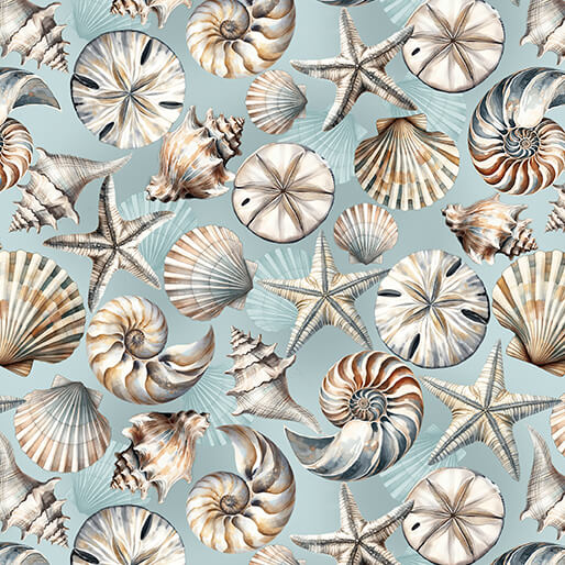 Coastal Shells Ocean - Benartex Fabric Gallery