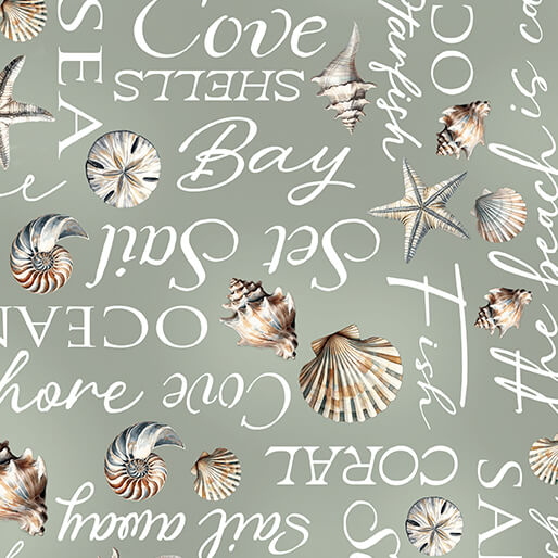 Coastal Words Sage - Benartex Fabric Gallery