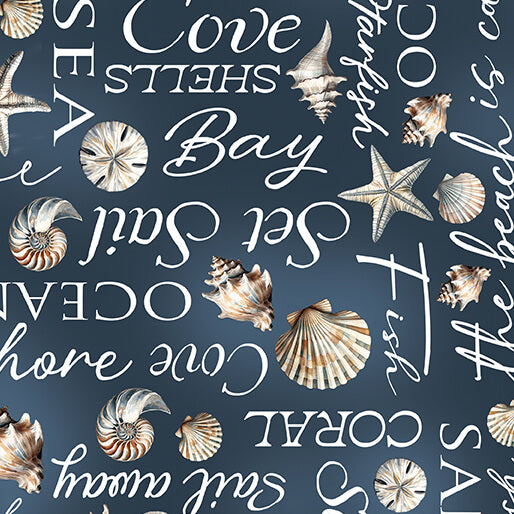 Coastal Words Dark Blue - Benartex Fabric Gallery