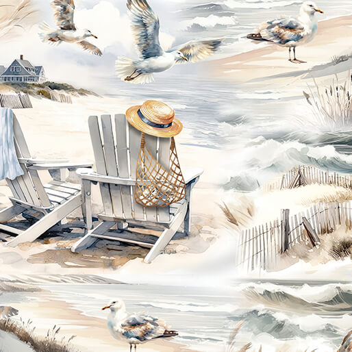Coastal Scenic Neutral - Benartex Fabric Gallery