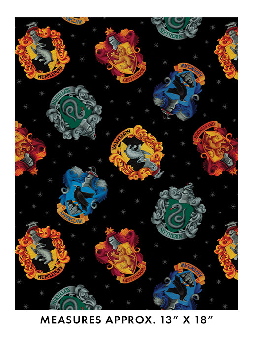 Harry Potter House Crests Black - Benartex Fabrics