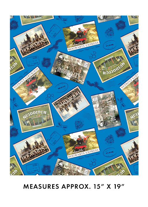 Harry Potter Postcards Royal Blue - Benartex Fabrics