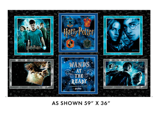 Harry Potter Pillow Panel Black - Benartex Fabrics