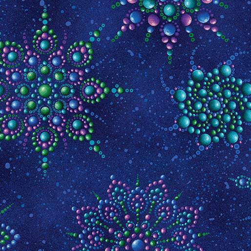 Beaded Medallion Dark Blue - Benartex Designer Fabrics