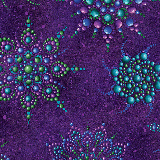 Beaded Medallion Dark Purple - Benartex Designer Fabrics
