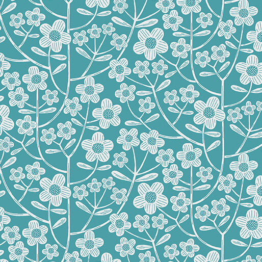 Brynn Turquoise Blooming Color 2 108" Wide - Benartex Designer Fabrics