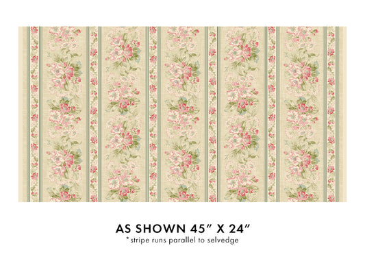 Beloved Apple Blossom Stripe Natural - Benartex Fabrics