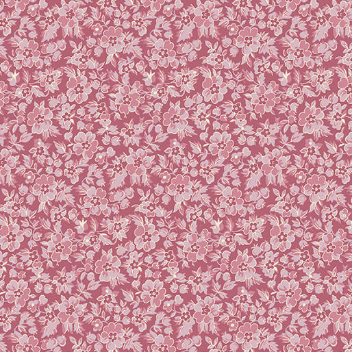 Beloved Apple Blossom Mood Calico Dark Rose - Benartex Fabric