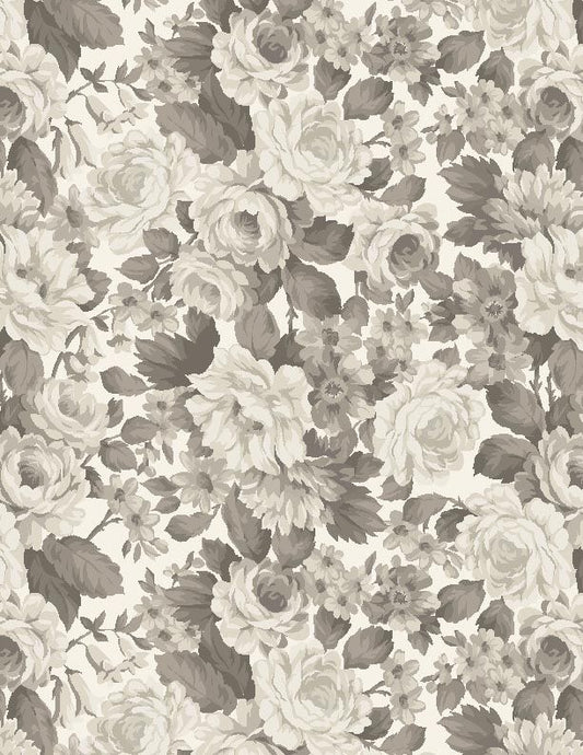Blackberry Bramble 108" Packed Floral Ivory Tonal - Wilmington prints