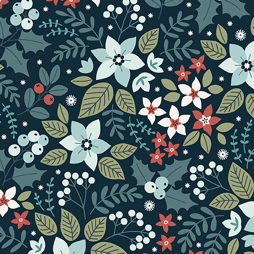 Yule Midnight Holly & Hearth - Benartex Designer Fabrics