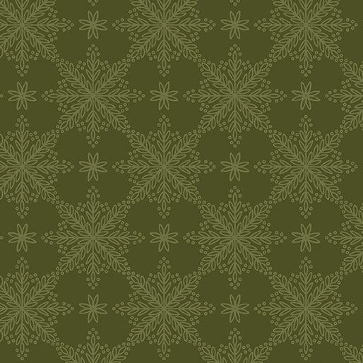 Frosted Windowpanes Evergreen Holly & Hearth - Benartex Designer Fabrics