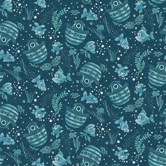 Two by Two Navy Tonal Ark - Henry Glass & Co.