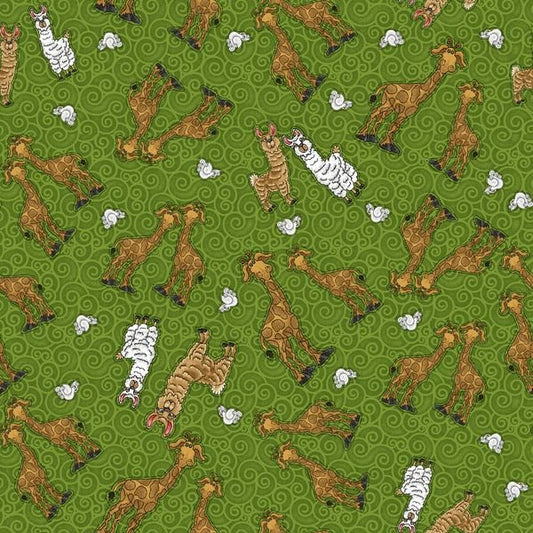 Two by Two Green Giraffs & Llamas - Henry Glass & Co.