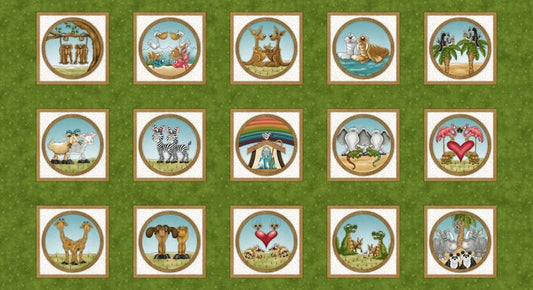 Two by Two Green 24" Panel - Henry Glass & Co.