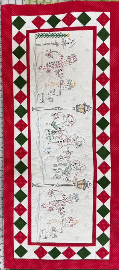 Christmas in July snowman bench pillow - Julie Blake.