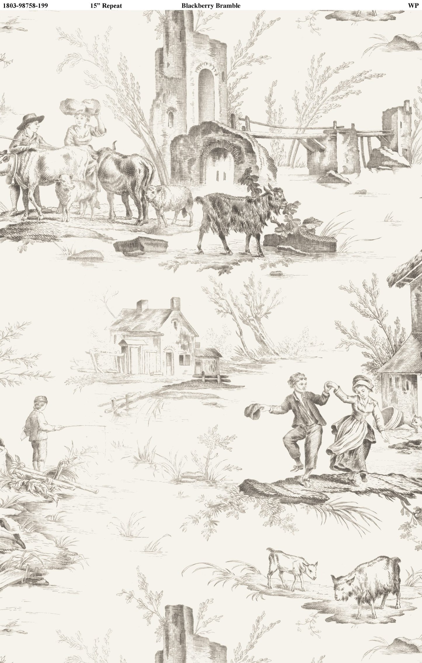 Blackberry Bramble Toile Ivory - Wilmington prints