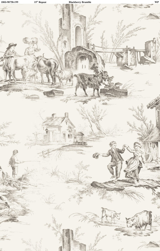 Blackberry Bramble Toile Ivory - Wilmington prints