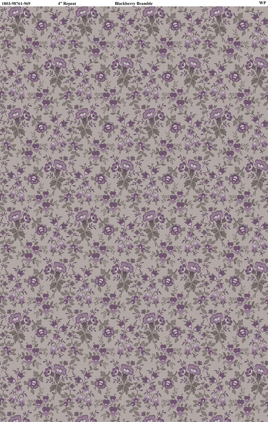 Blackberry Bramble Small Floral Gray - Wilmington prints