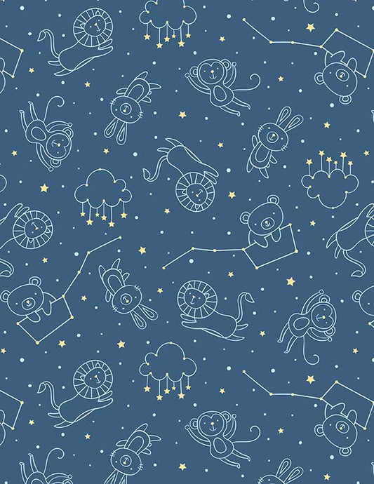 Baby's Adventure Constellations Navy - Wilmington Prints