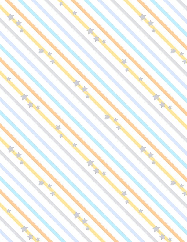 Baby's Adventure Diagonal Stripe White - Wilmington Prints