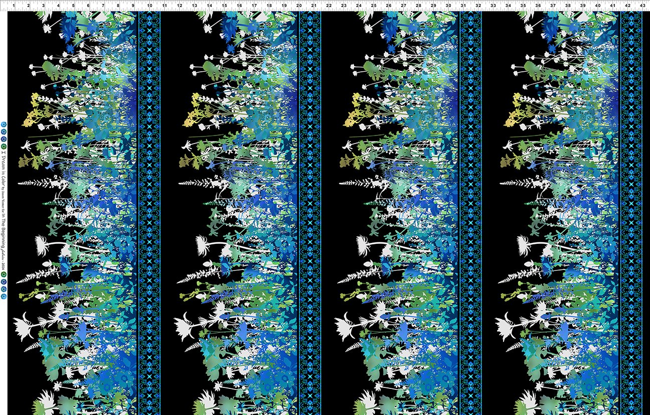 I Dream in Color Border Blue - In The Beginning Fabrics