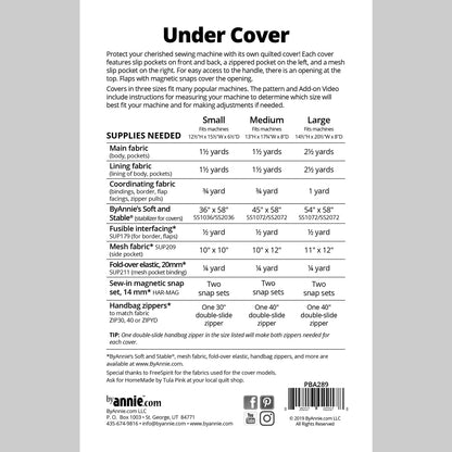 Under Cover Sewing Machine Cover Pattern