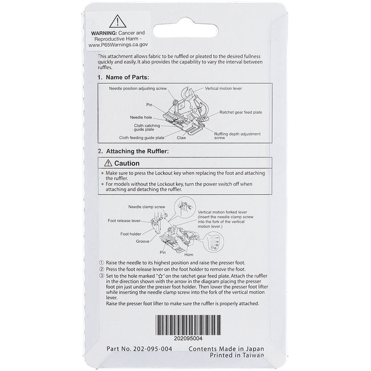 Janome Acufeed Ruffler Foot 9mm