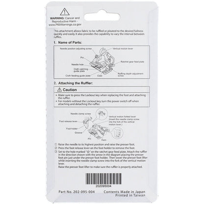Janome Acufeed Ruffler Foot 9mm