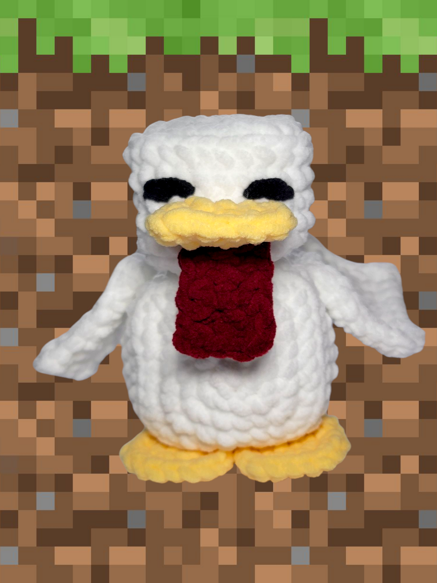 Pixel Art Sitting Zombie and Emotional Support Chicken Crochet Pattern